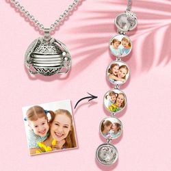 Custom Photo Necklace Locket With Picture Inside Wings Pendant Personalized Gift For Family 1
