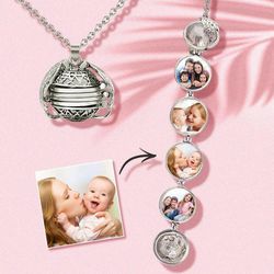 Custom Photo Necklace Locket With Picture Inside Wings Pendant Personalized Gift For Family 2