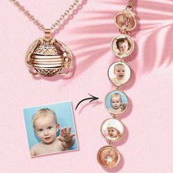 Custom Photo Necklace Locket With Picture Inside Wings Pendant Personalized Gift For Family 7