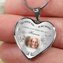 “Ill Hold You In My Heart” Personalized Memorial Photo Necklace