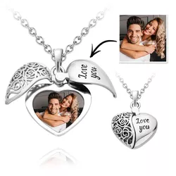 Customize Picture Necklace Heart Design With Engraving Locket 