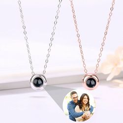 Personalized Photo Projection Necklace Black Pearl For Your Love 0