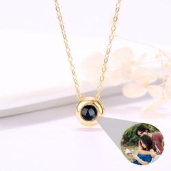 Personalized Photo Projection Necklace Black Pearl For Your Love