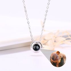 Personalized Photo Projection Necklace Black Pearl For Your Love 4