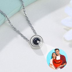 Personalized Photo Projection Necklace Black Pearl For Your Love 6