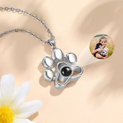 Custom Pet Paw Photo Projection Necklace   2