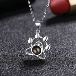 Custom Pet Paw Photo Projection Necklace   3