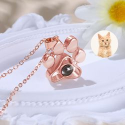 Custom Pet Paw Photo Projection Necklace   7