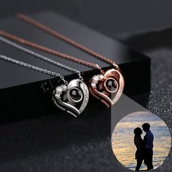 Silver Customize Picture Projection Necklace With Photo - My Heart Will Go On 2