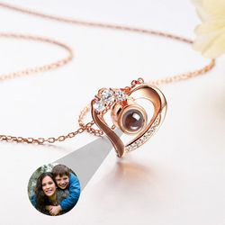 Silver Customize Picture Projection Necklace With Photo - My Heart Will Go On 5