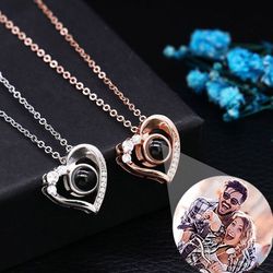 Silver Customize Picture Projection Necklace With Photo - My Heart Will Go On 7