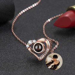 Silver Customize Picture Projection Necklace With Photo - My Heart Will Go On 9