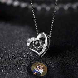 Silver Customize Picture Projection Necklace With Photo - My Heart Will Go On 10
