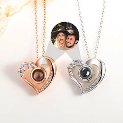 Silver Customize Picture Projection Necklace With Photo - My Heart Will Go On