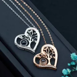 Silver Personalized Small Tree Photo Projection Necklace Creative Gift 2