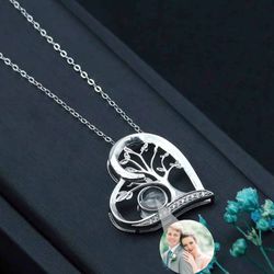 Silver Personalized Small Tree Photo Projection Necklace Creative Gift 3