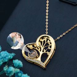 Silver Personalized Small Tree Photo Projection Necklace Creative Gift 4