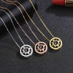 Customize Compass Picture Projection Necklace 0