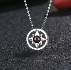 Customize Compass Picture Projection Necklace 3