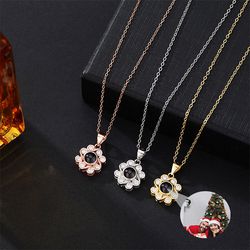 Custom Projection Photo Necklace With Diamonds Fashion Christmas Gift