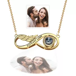 Customize Photo Projection Necklace Infinite Love Angel Wings Gifts 1