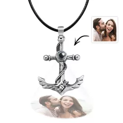 Creative Custom Picture Projection Necklace Anchor For Couples Gifts 0